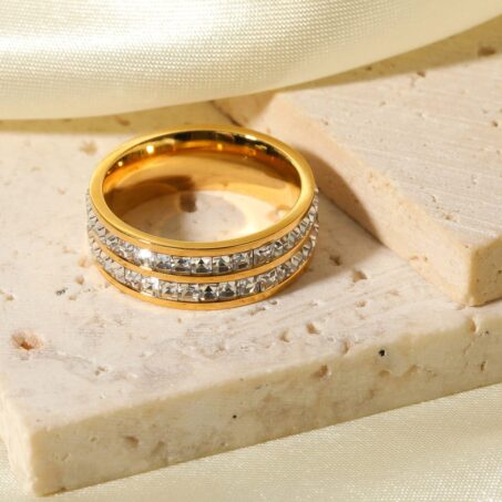 Twin Row Gemstone Eternity Band