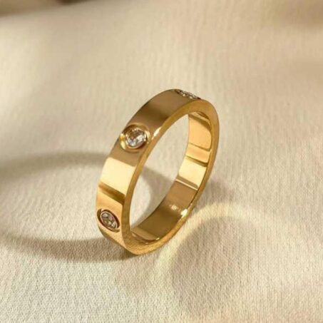 Titanium Gold Band with Zircon Stones