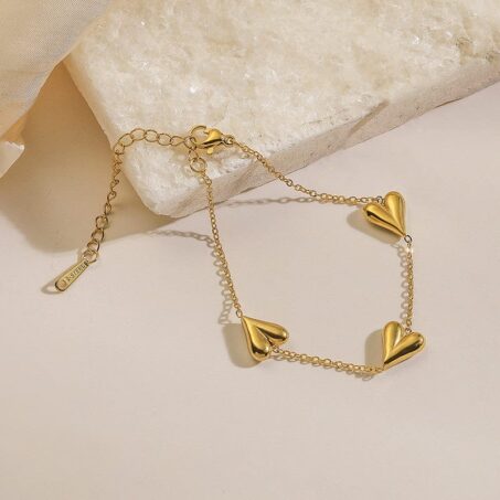 Dainty Puffy Heart Chain Bracelet