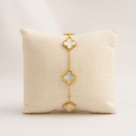 Onyx & Pearl Clover Bracelet