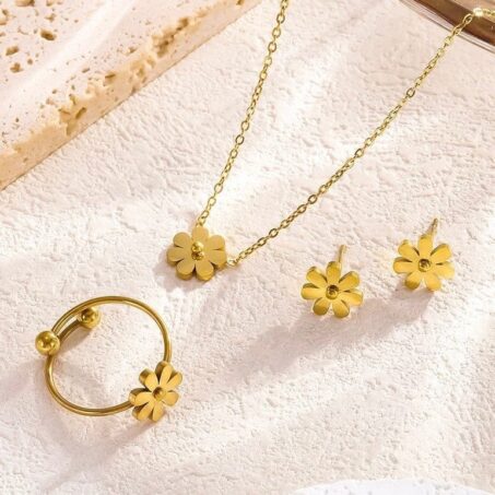 Golden Flower Jewelry Set